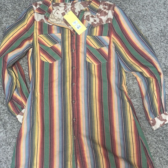 Dresses & Skirts - Striped Multicolor Button-Up Shirt Dress